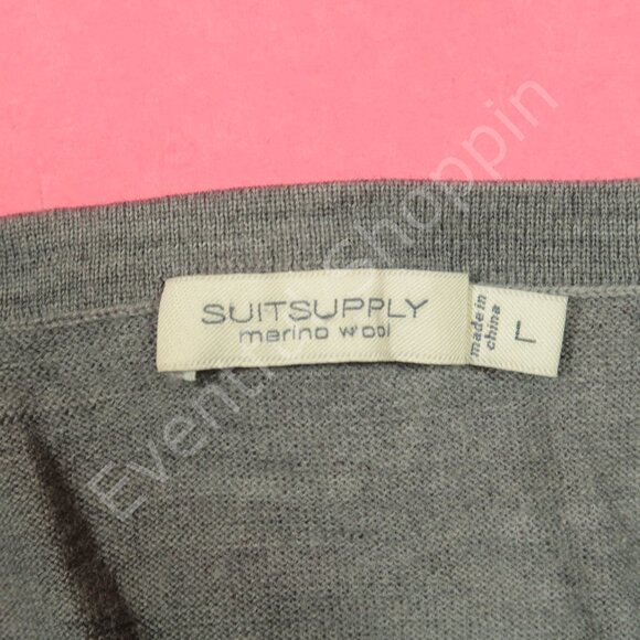 Suitsupply Sweater Mens L Heather Gray V Neck Merino Wool Long Sleeve - Picture 4 of 6
